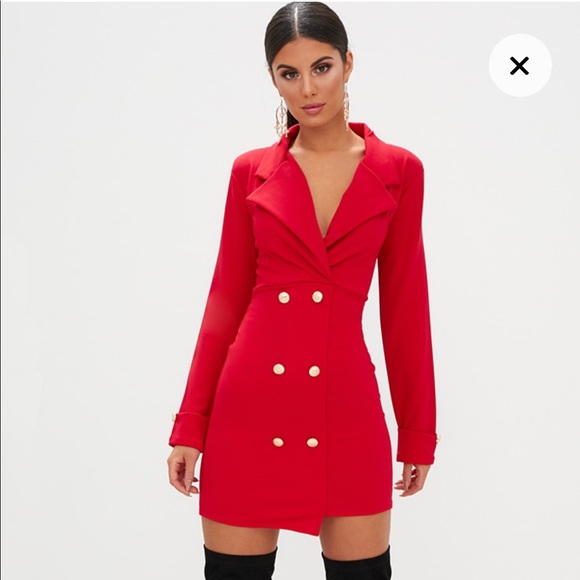 PrettyLittleThing Dresses & Skirts - red pretty little thing blazer dress long sleeve